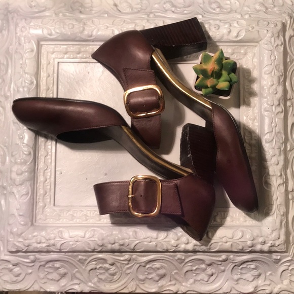 Ladies Franco Sarto brown ankle strap career shoes - Picture 2 of 7